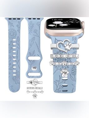 Floral charm silicone Watch Band Blessed' Faith' dog,blessed,  (chose yours)